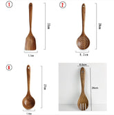 Set de Utensilios de Madera Natural de Teca (Cucharas, Espátula y Colador) - CasaNova