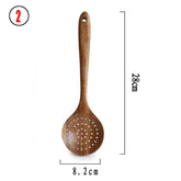 Set de Utensilios de Madera Natural de Teca (Cucharas, Espátula y Colador) - CasaNova