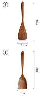 Set de Utensilios de Madera Natural de Teca (Cucharas, Espátula y Colador) - CasaNova