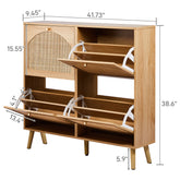 Zapatero de Ratán de 4 Puertas Dobles - CasaNova