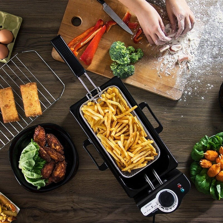 Freidora Eléctrica de 3 Litros para Papas Fritas y Alimentos - DrCasaNova