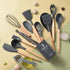Set de Utensilios de Cocina de Silicón Premium con Mango de Madera ✨ - CasaNova
