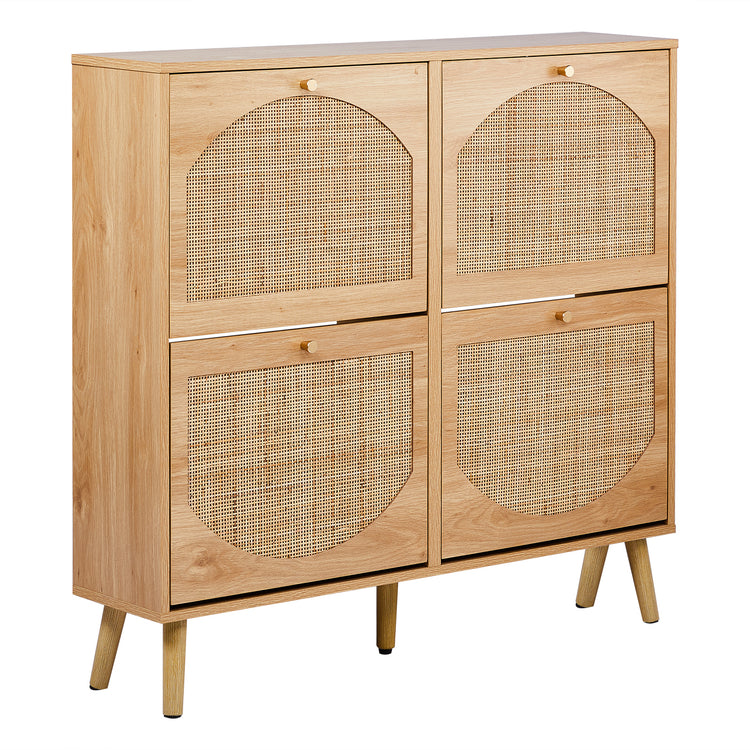 Zapatero de Ratán de 4 Puertas Dobles - CasaNova