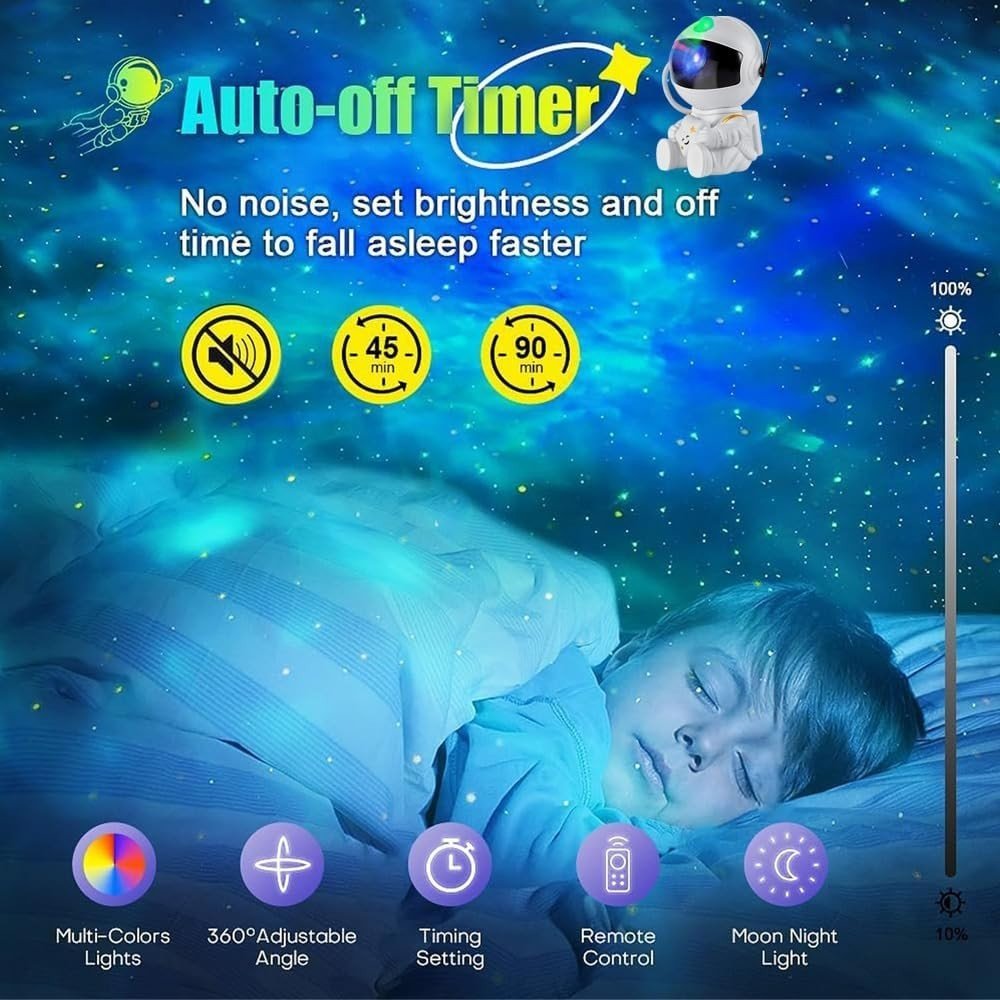 Proyector Galaxia Astronauta LED 360° con Control Remoto y Temporizador - DrCasaNova