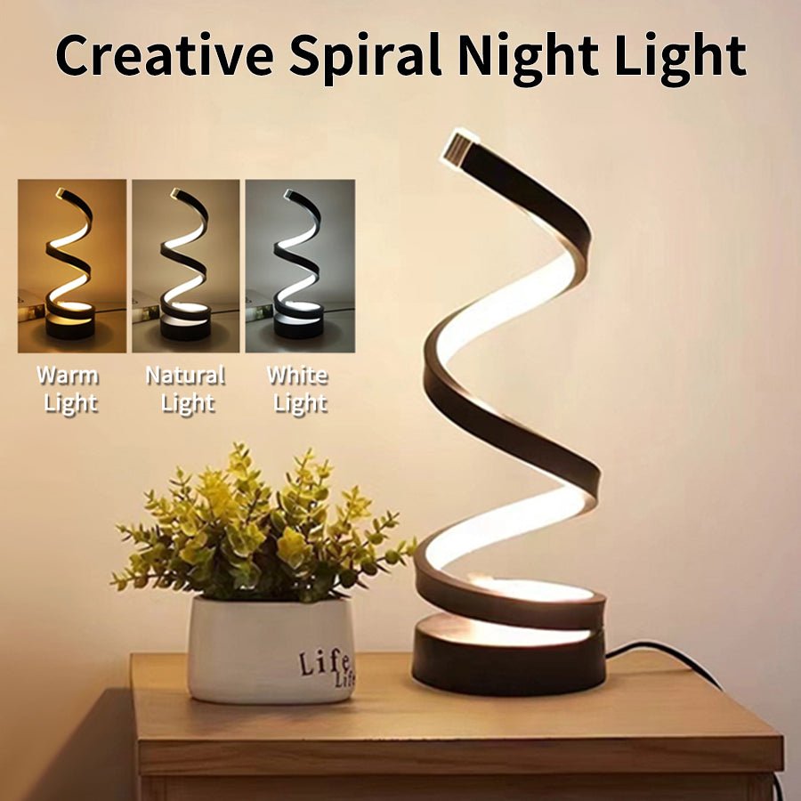 Lámpara de Noche LED Espiral Futurista – Iluminación Creativa y Elegante de 3 Tonos - CasaNova