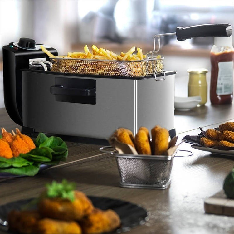 Freidora Eléctrica de 3 Litros para Papas Fritas y Alimentos - DrCasaNova